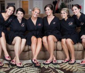 Personalized Bridesmaid Robes. Set of 6 Waffle Robes.