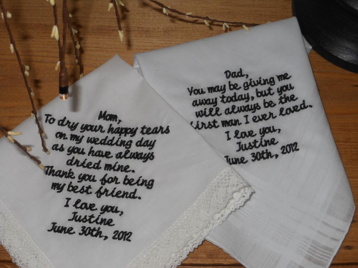 ... Wedding Handkerchief For Mom And Dad. Great Keepsake Gift. on Luulla
