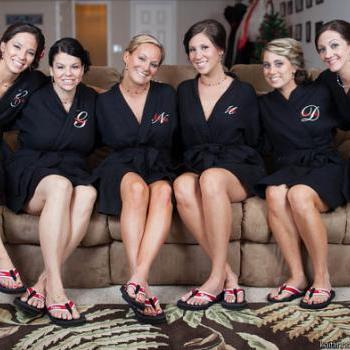 Personalized Bridesmaid Robes. Set of 6 Waffle Robes.